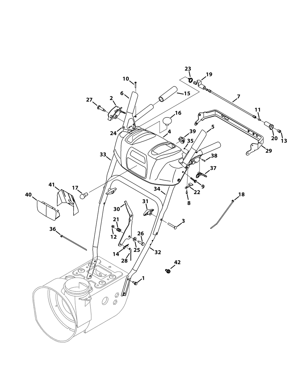 Handle And Panel Diagram and Parts List for 2X524SWE (31AM53TR756-31BM53TR709-31BM53TR710)(2014) Cub Cadet Snow Blower